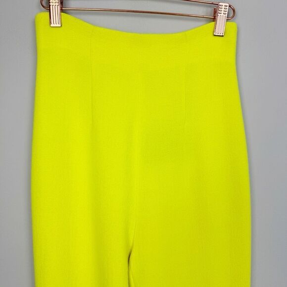 SERGIO HUDSON | NEW Neon Yellow Wool-Crepe Flare Leg Pants Women’s Size 2 - Picture 6 of 15